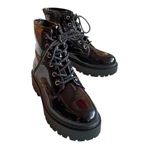 UNR8ED Women's Patent Leather Combat Boots Black Glossy Sz 5M